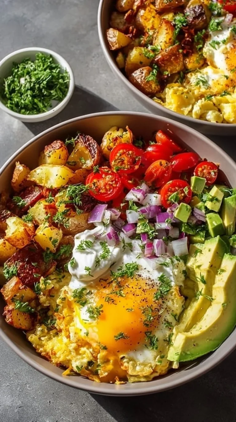 Delicious Southwest Spice Green Chile Bowl garnished with fresh herbs