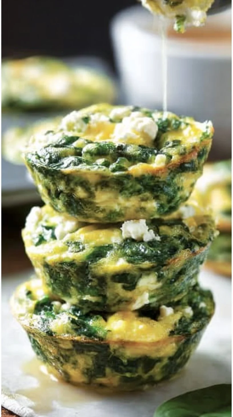 Delicious Spinach and Feta Egg Cups served in a muffin tray