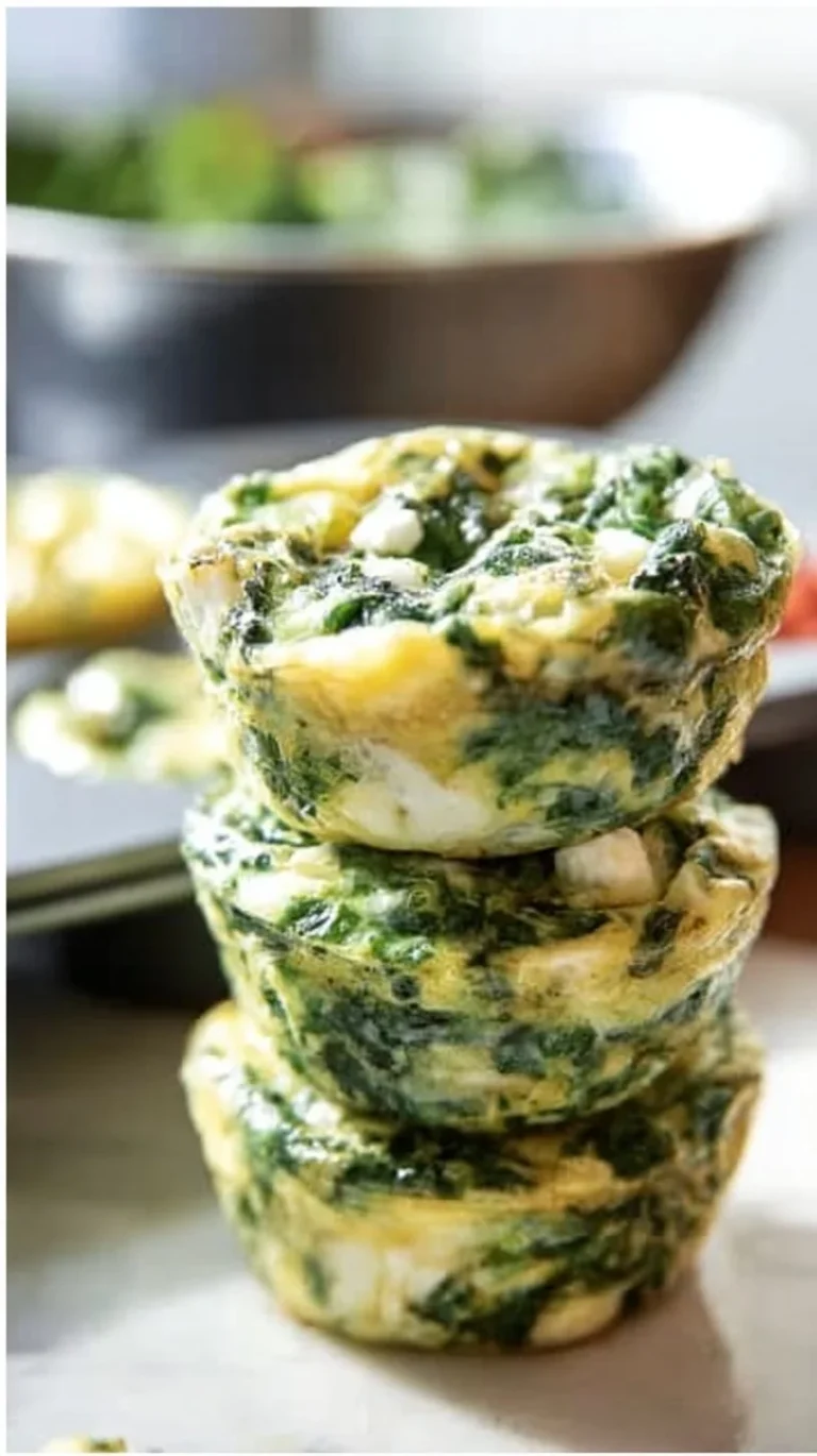 Baked Spinach and Feta Egg Cups in muffin tin, a healthy breakfast option