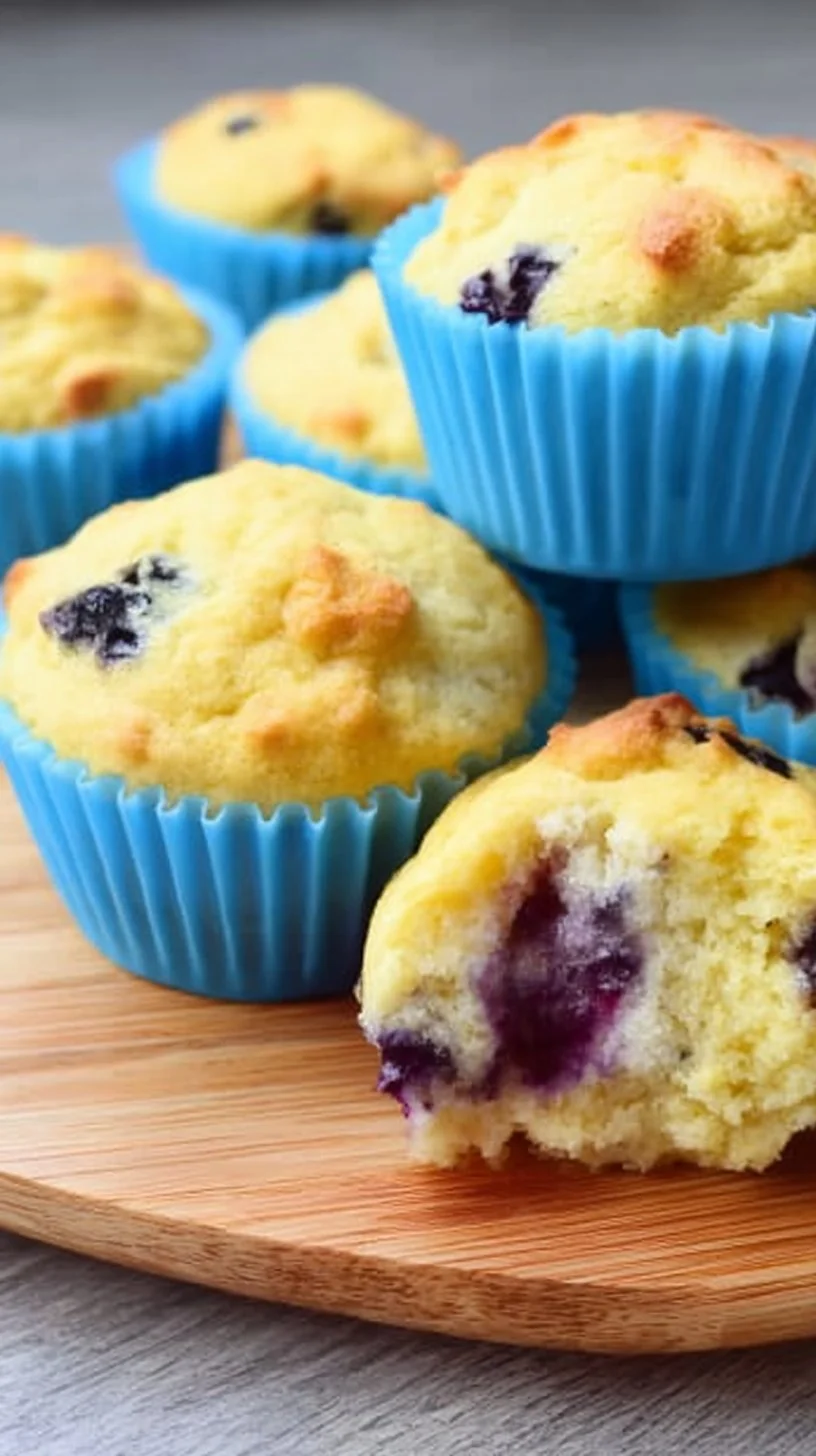 Almond flour lemon blueberry muffins fresh out of the oven