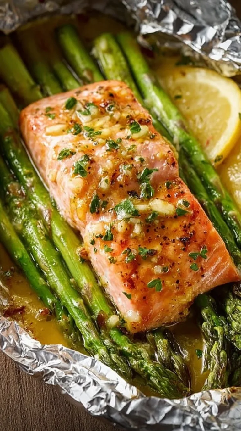 Delicious baked salmon fillet garnished with herbs and lemon