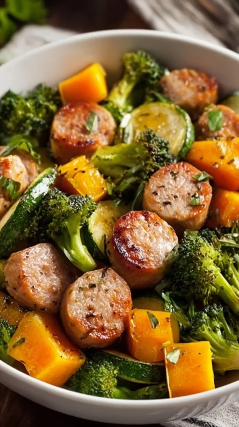 Delicious sausage veggie skillet bowl prepared in 30 minutes