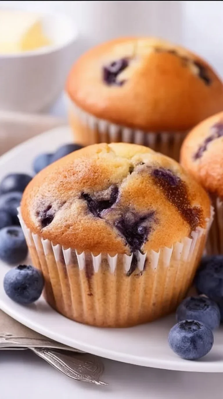 Low calorie protein blueberry muffins on a wooden table