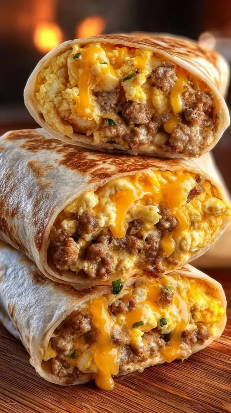 A platter of homemade freezer breakfast burritos ready to be enjoyed.