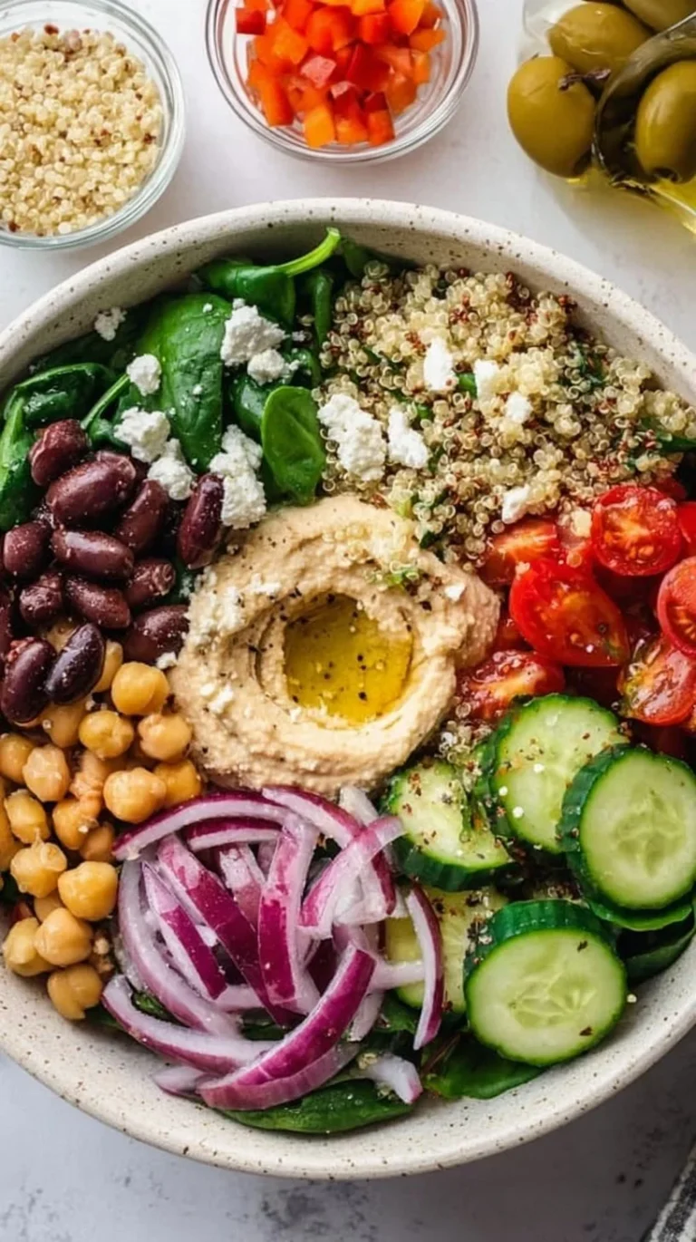 Mediterranean Hummus Bowl with fresh vegetables and chickpeas