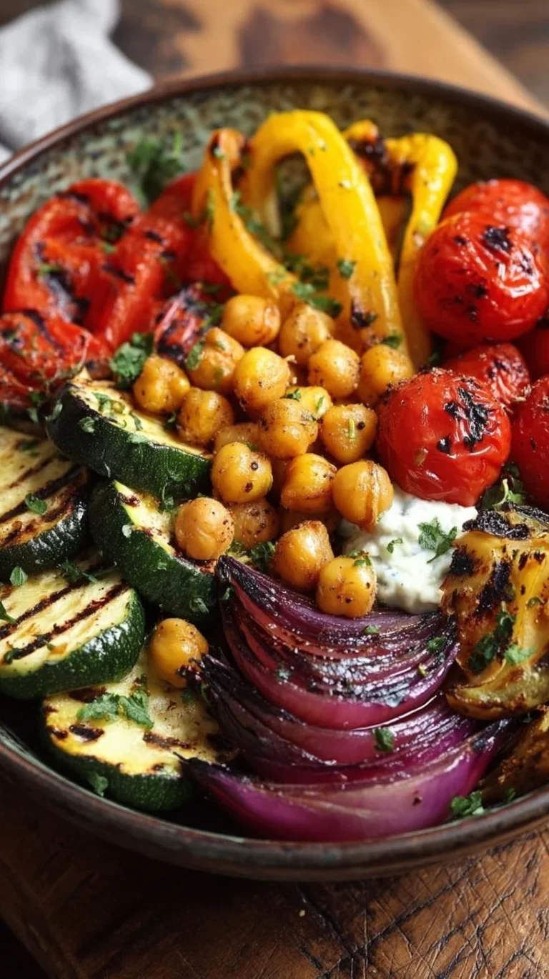 Colorful Mediterranean veggie bowl with fresh ingredients and healthy toppings