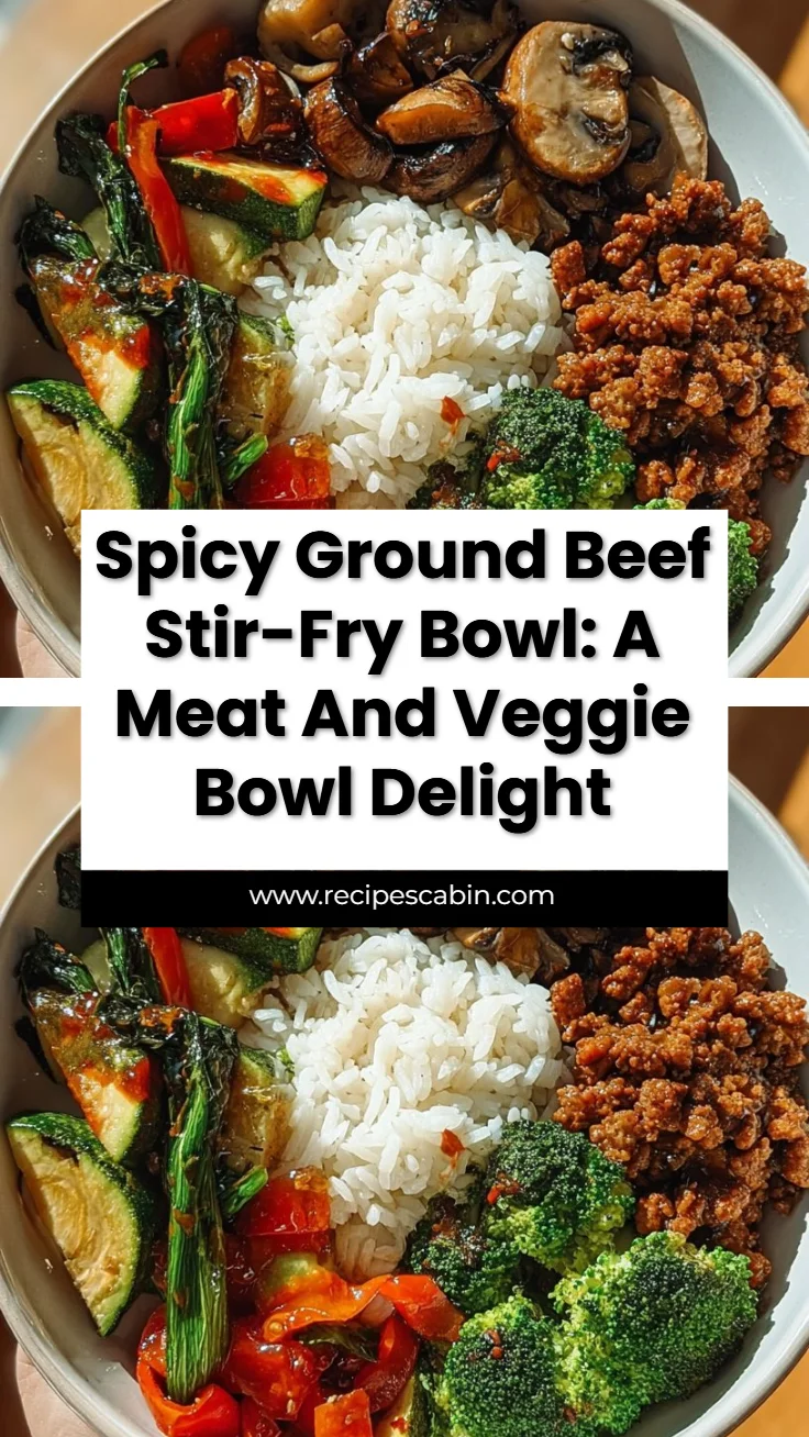 Spicy Ground Beef Stir-Fry Bowl with Garlic Veggies & Steamy Rice