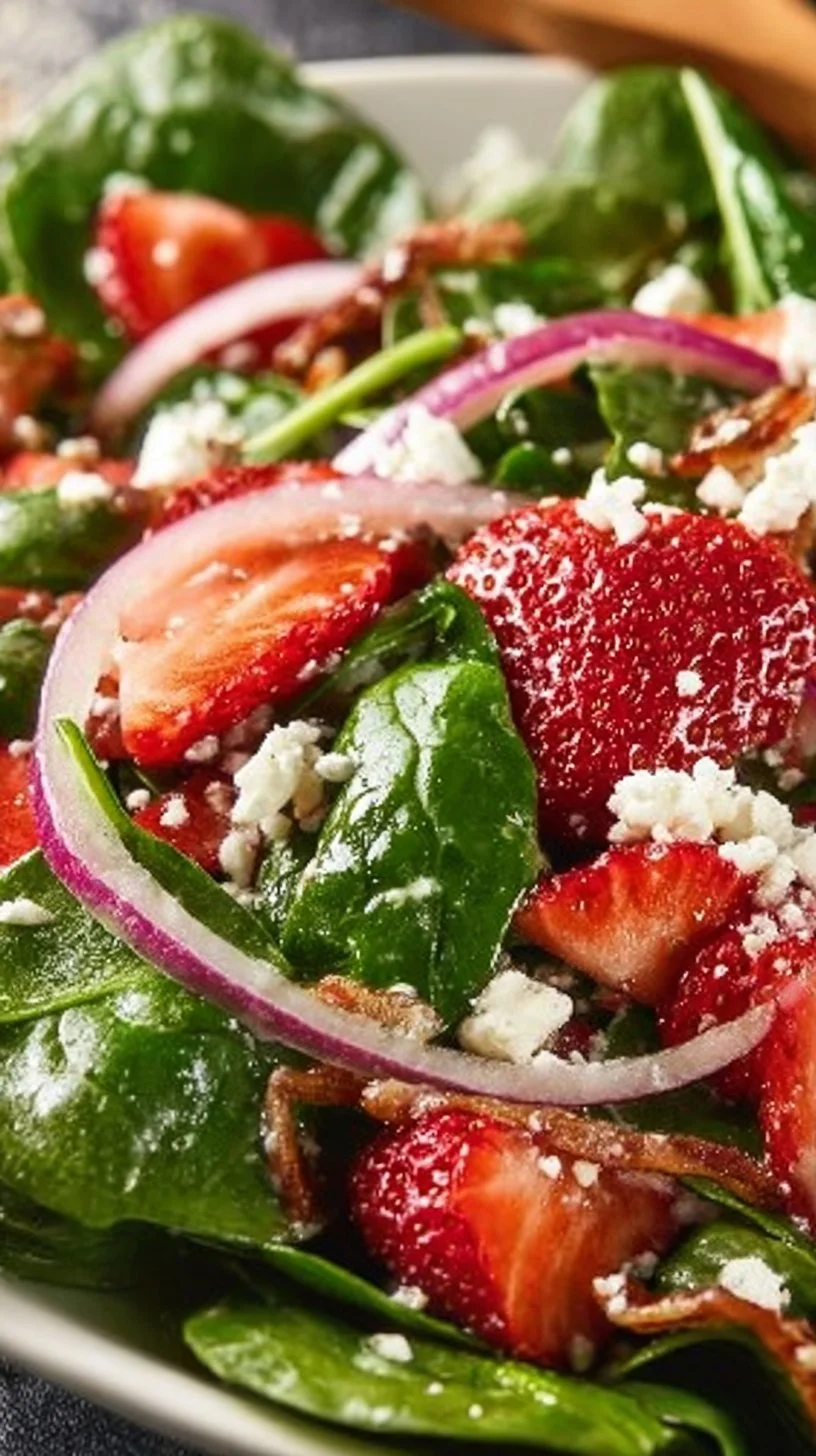Fresh Strawberry Spinach Salad with vibrant colors and textures