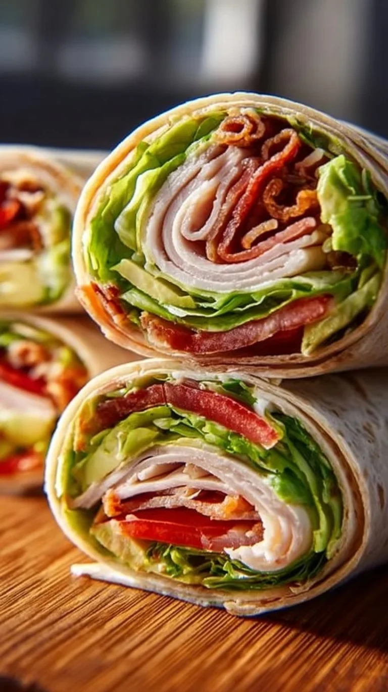 Turkey Avocado Club Wraps with fresh ingredients and vibrant colors