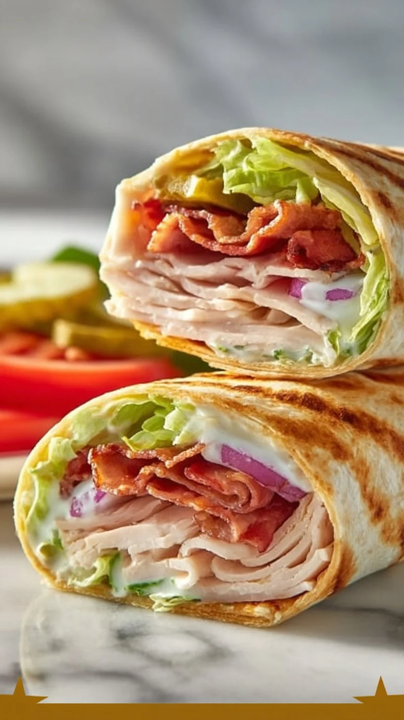 Delicious Turkey Ranch Club Wrap with fresh ingredients and ranch dressing