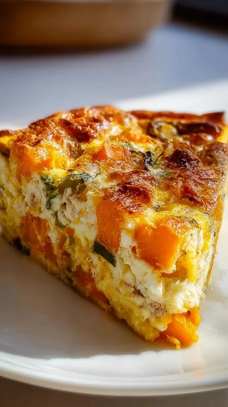 Protein-packed sweet potato egg casserole with colorful vegetables