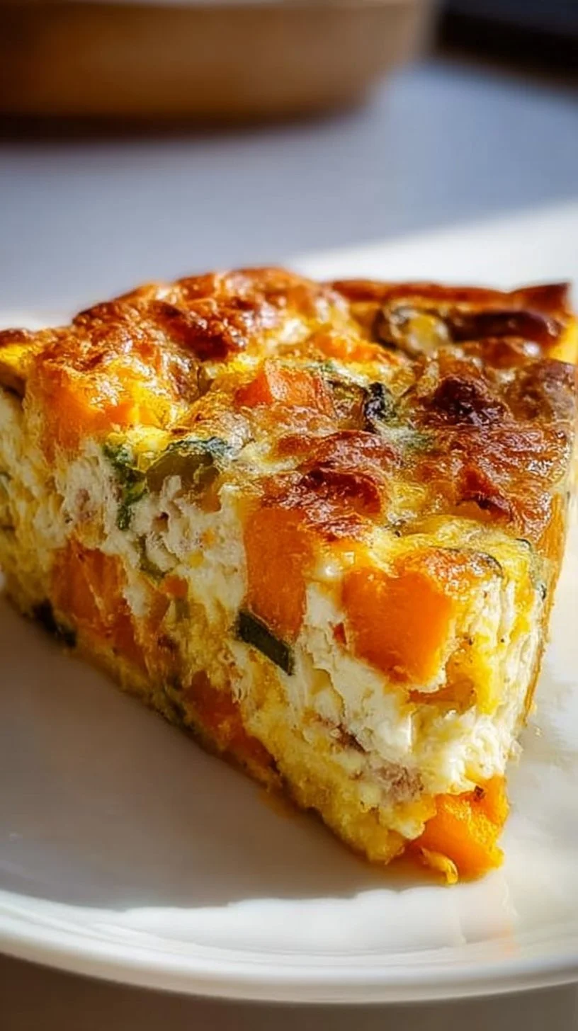 Protein-packed sweet potato egg casserole with colorful vegetables